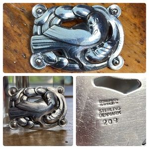 GEORG JENSEN & Wendel Vintage Sterling Dove Brooch, Modernist, Rectangular